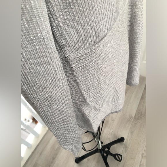 White House Black market silver metallic long sleeve cardigan. - Picture 6 of 14